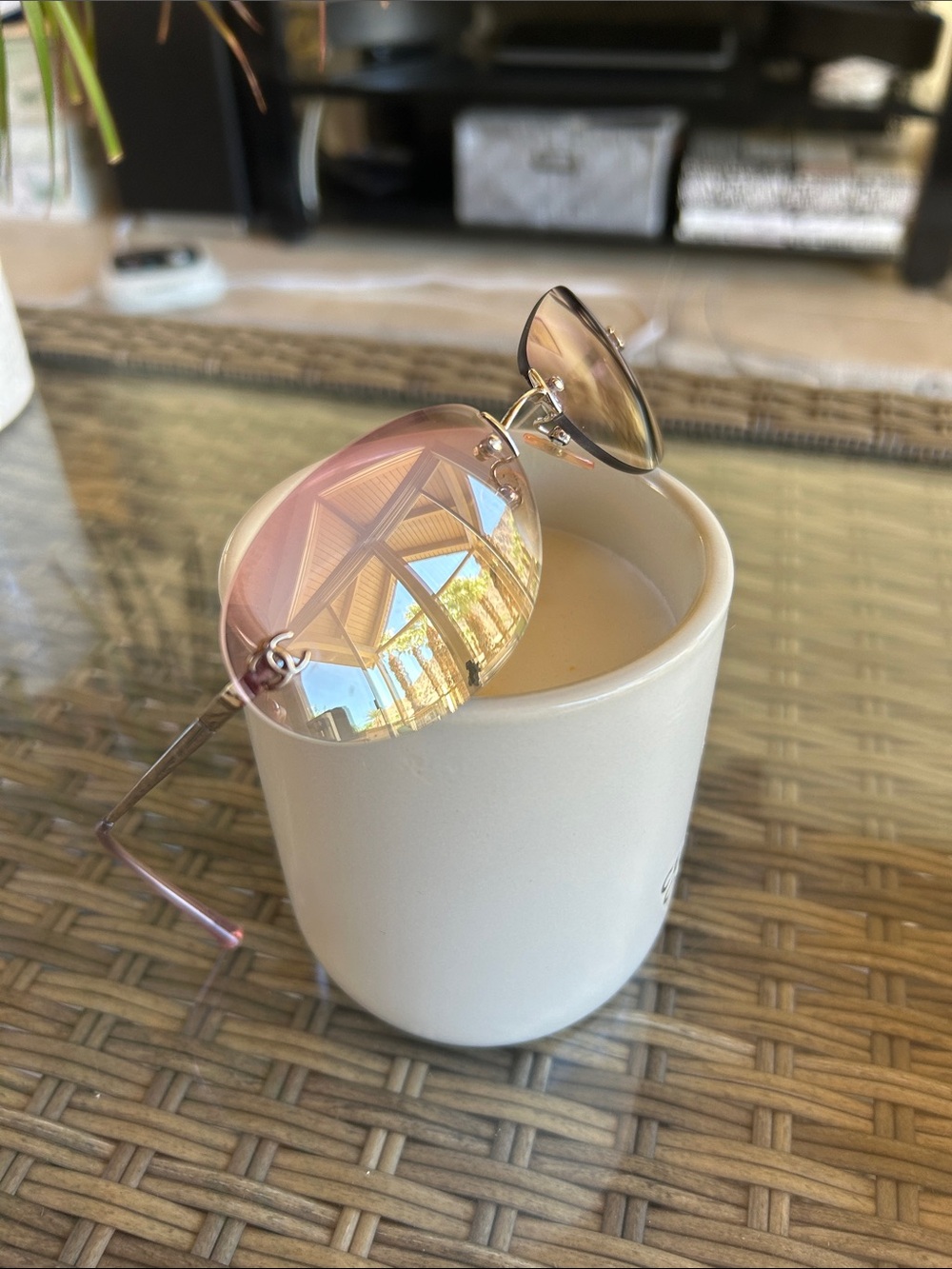 Chanel Pink Ombré Rimless Lens Sunglasses -